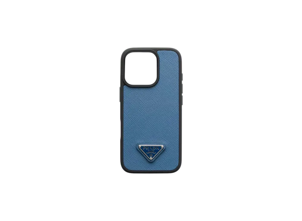 PRADA Saffiano Leather Case For iPhone 16 Pro "Blue"