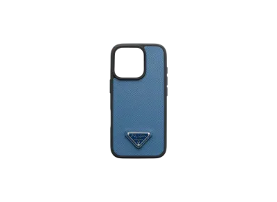 PRADA Saffiano Leather Case For iPhone 16 Pro "Blue"