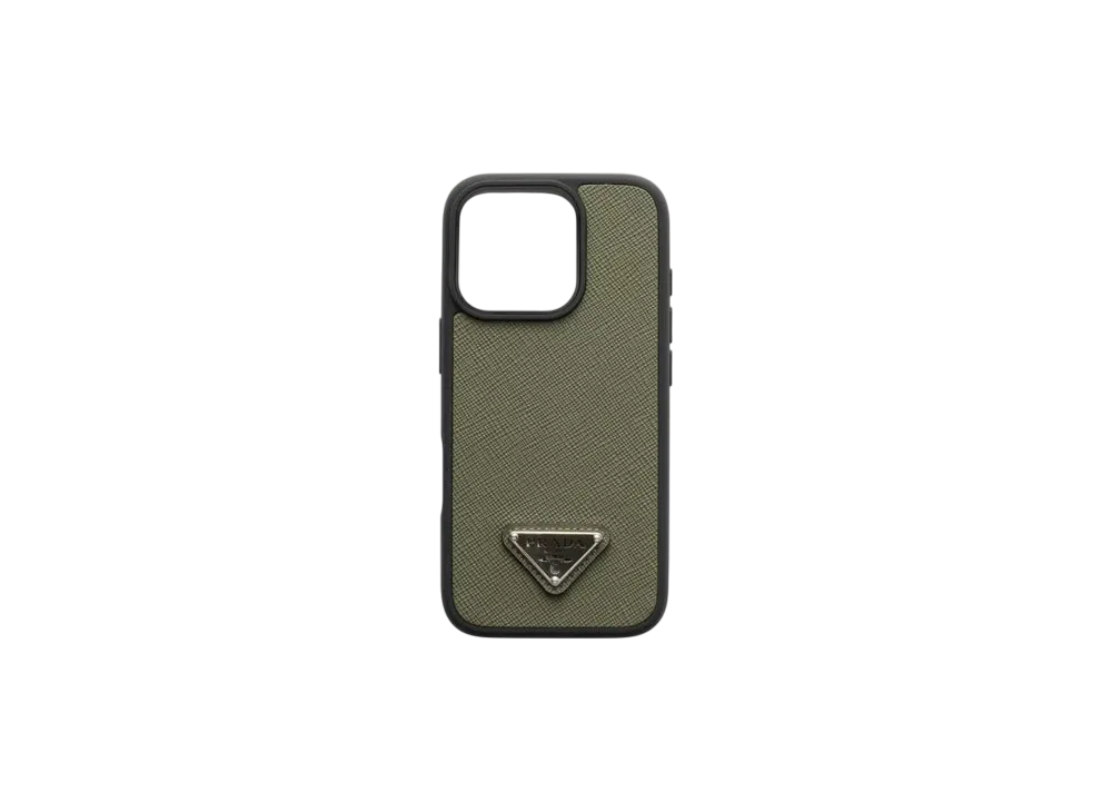 PRADA Saffiano Leather Case For iPhone 16 Pro "Green"