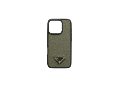PRADA Saffiano Leather Case For iPhone 16 Pro "Green"