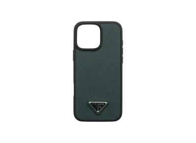 PRADA Saffiano Leather Case for iPhone 16 Pro Max "Dark Green"