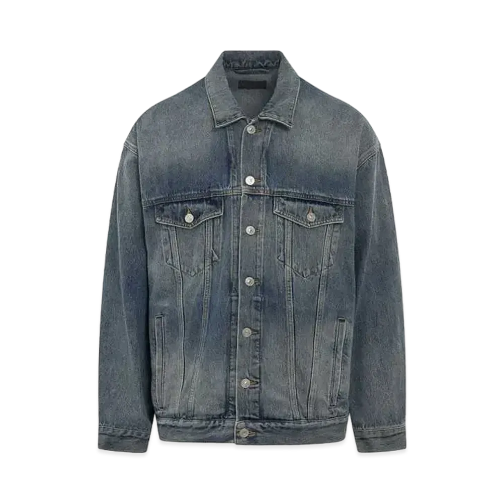 BALENCIAGA MENS Back Logo Oversized Denim Jacket "Blue"