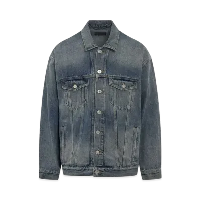 BALENCIAGA MENS Back Logo Oversized Denim Jacket "Blue"