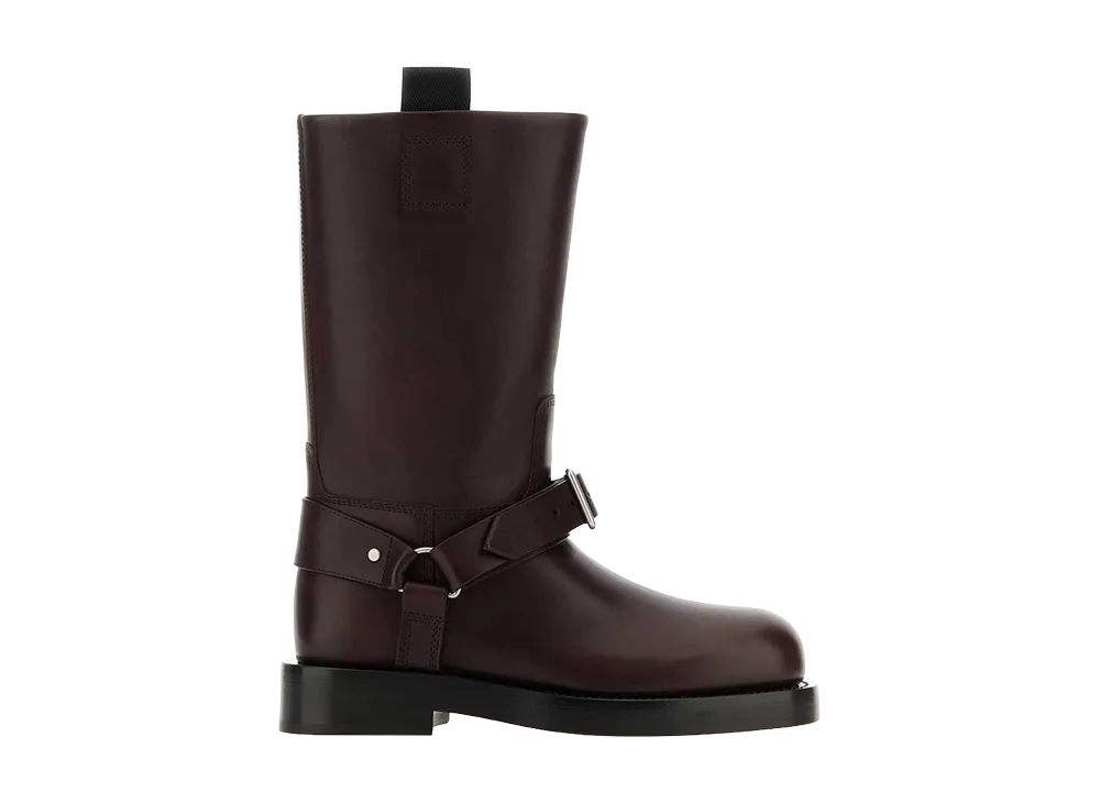 Burberry Women's Leather Saddle Ankle Boots "Purple"