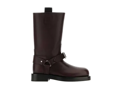 Burberry Women's Leather Saddle Ankle Boots "Purple"