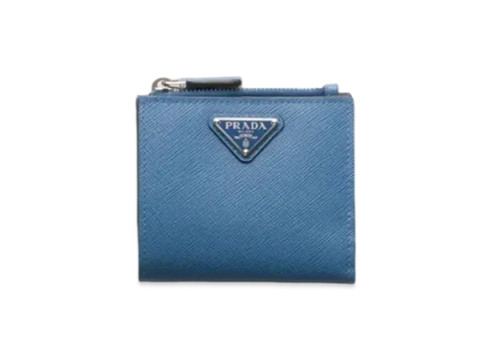 PRADA Small Saffiano Leather Wallet "Blue"