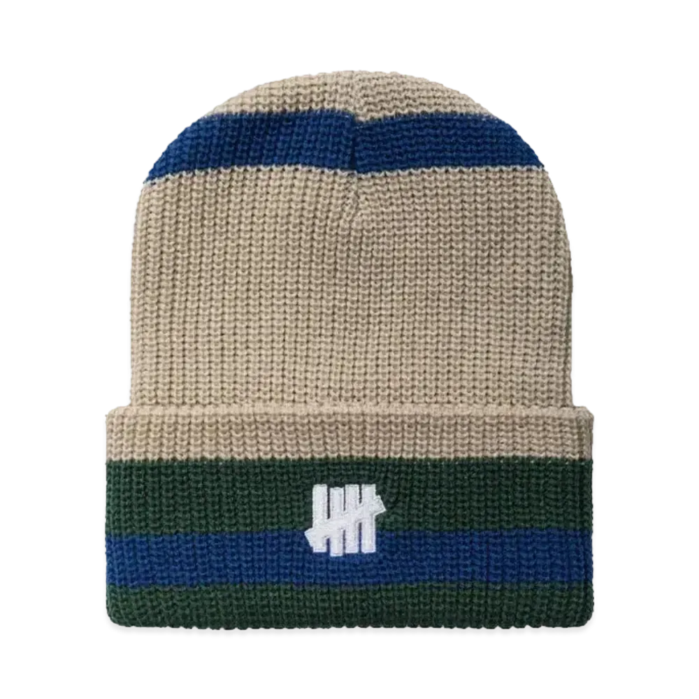 UNDEFEATED Striped Icon Beanie "Off White"