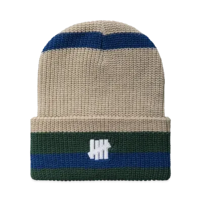 UNDEFEATED Striped Icon Beanie "Off White"