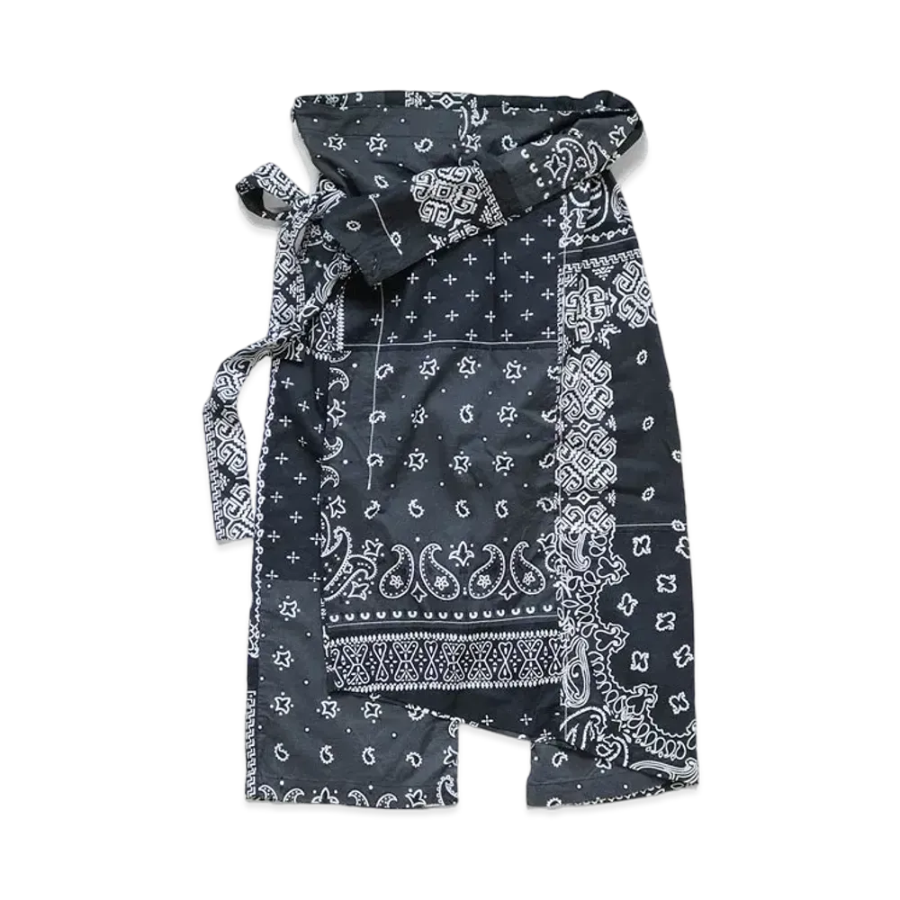 KAPITAL GAUZE BANDA NAPATWORK PT WRAP PANTS "Black"