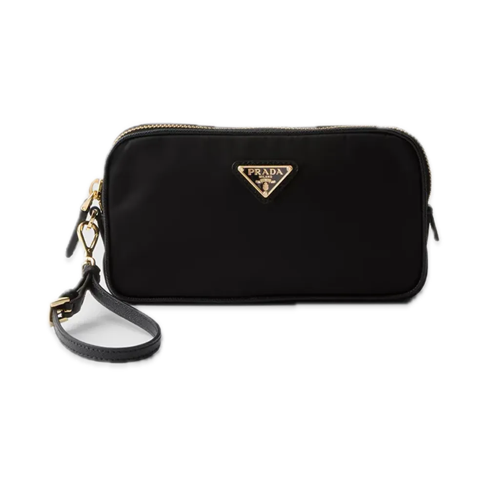 PRADA Re-Edition 1978 Re-Nylon x Saffiano Leather Pouch "Black"