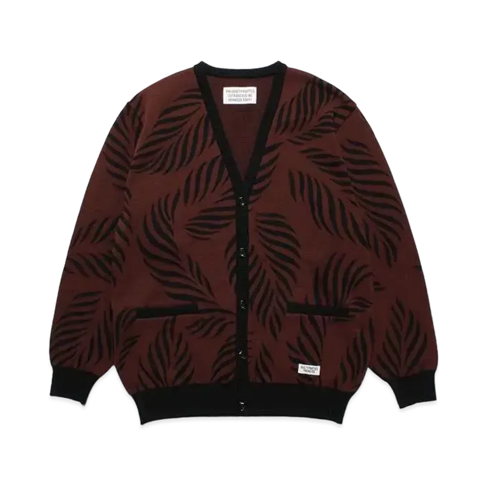 WACKO MARIA Leaf Jacquard Cardigan "Burgundy"