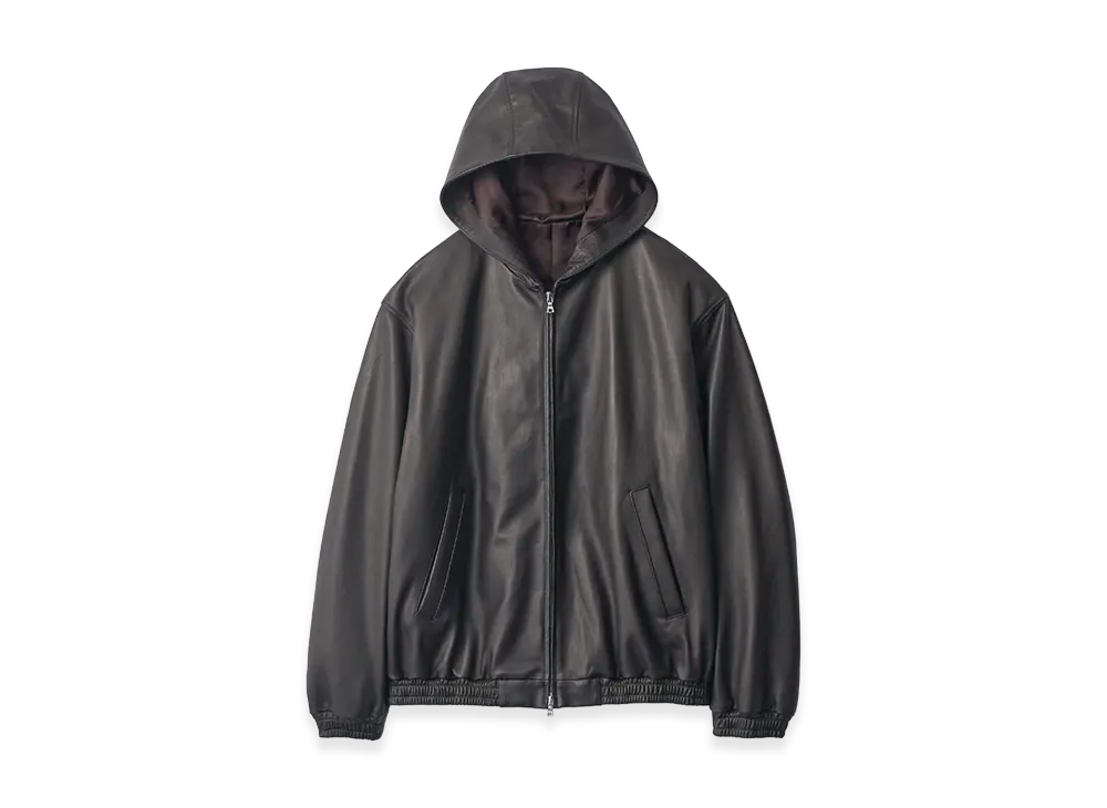 ssstein Lamb Leater Hood Jacket "Grey Brown"