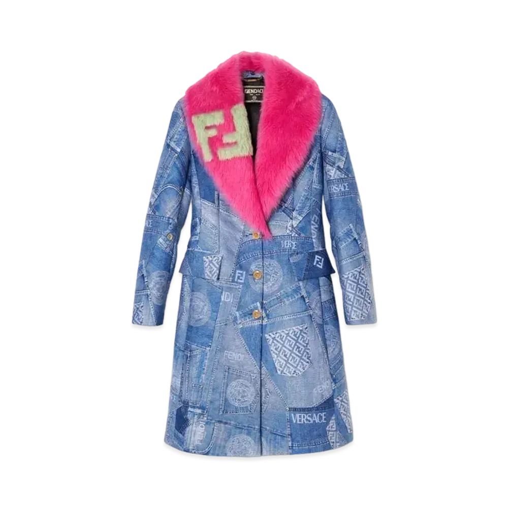 FENDI x Versace Fendace Denim Patchwork Coat "Blue"