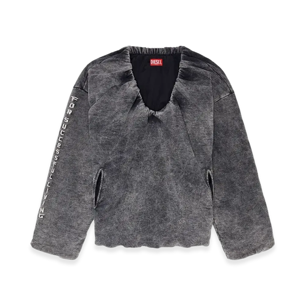 Diesel S-Fishy-V Gathered Sweatshirt With Denim Effect "Dark Gray"