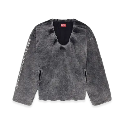 Diesel S-Fishy-V Gathered Sweatshirt With Denim Effect "Dark Gray"