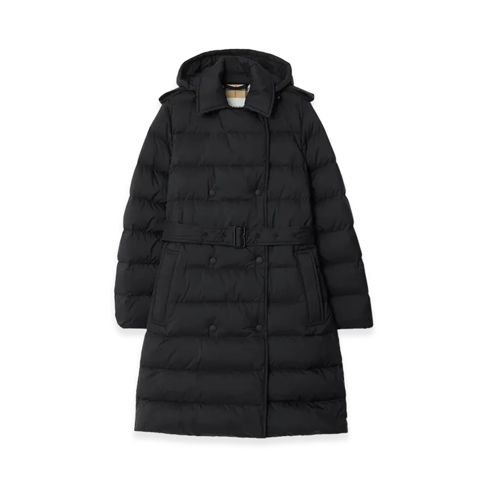 Burberry Women's Mid-length Nylon Hooded Down Coat "Black"