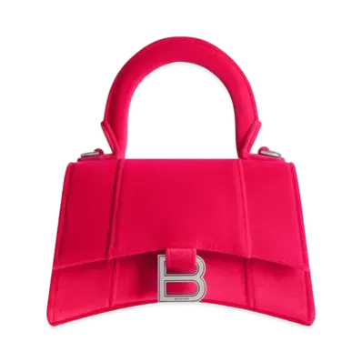 BALENCIAGA Hourglass XS Handbag Fluid Velvet Jersey "Bright Pink"