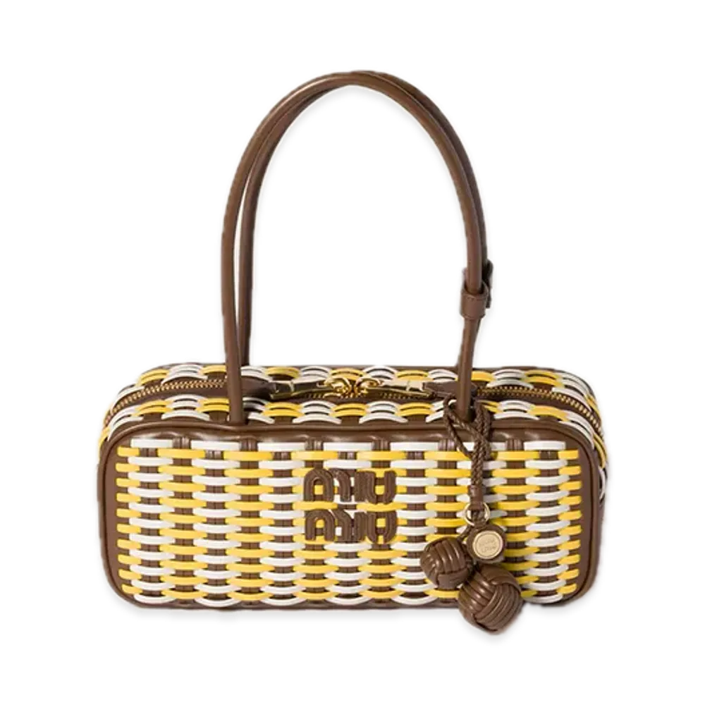MIU MIU Bow Leather Bag "Maple/Yellow/Off White"