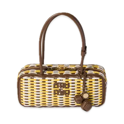 MIU MIU Bow Leather Bag "Maple/Yellow/Off White"