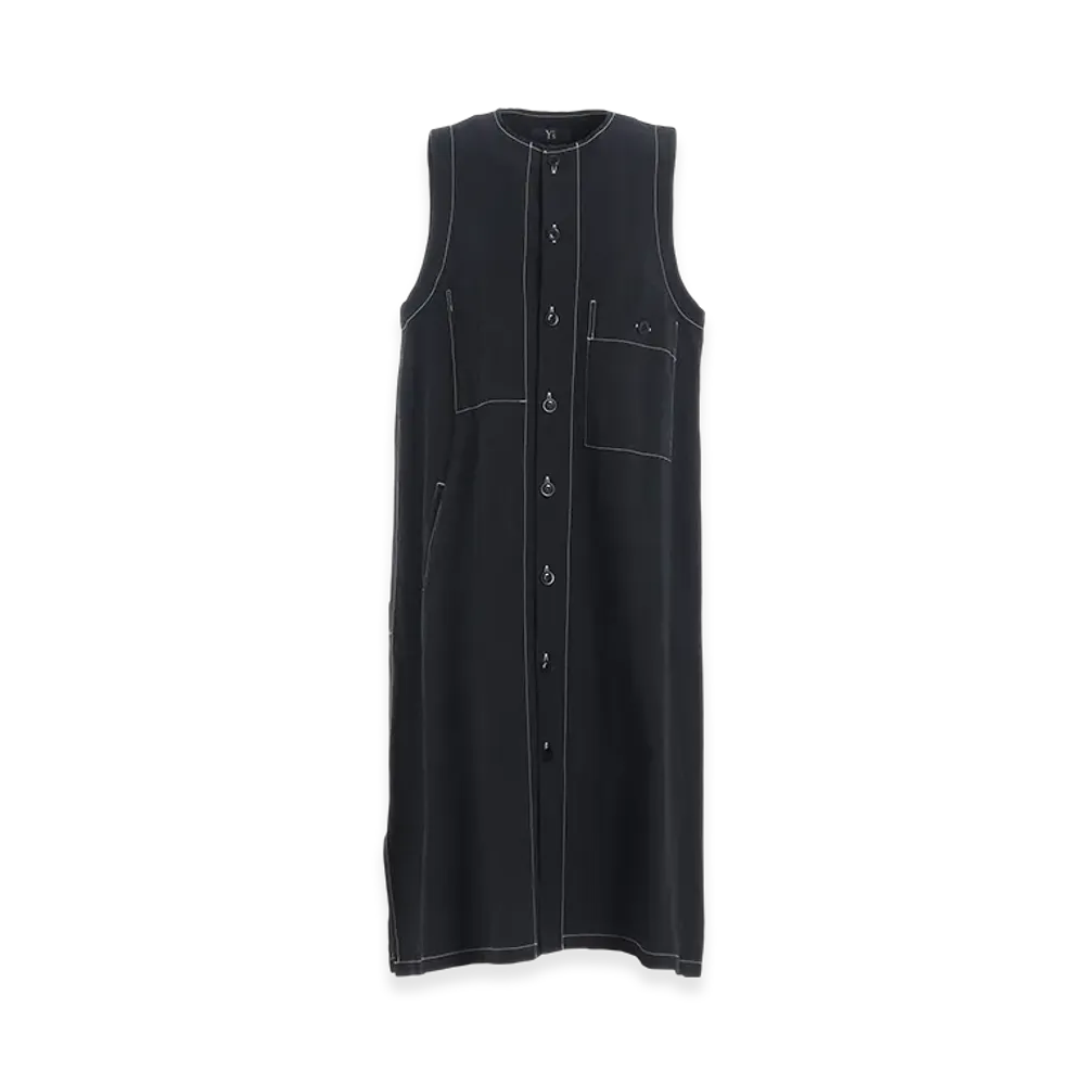 Y's Cotton Linen Dump Sleeveless Dress "Black"