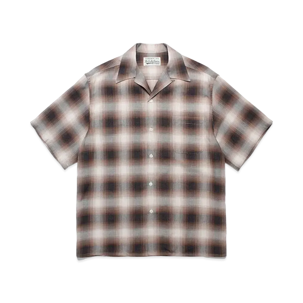 WACKO MARIA Check Open Collar Shirt "Brown"
