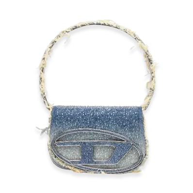 Diesel 1Dr 1Dr-Iconic Shoulder Bag In Denim And Crystals "Blue"