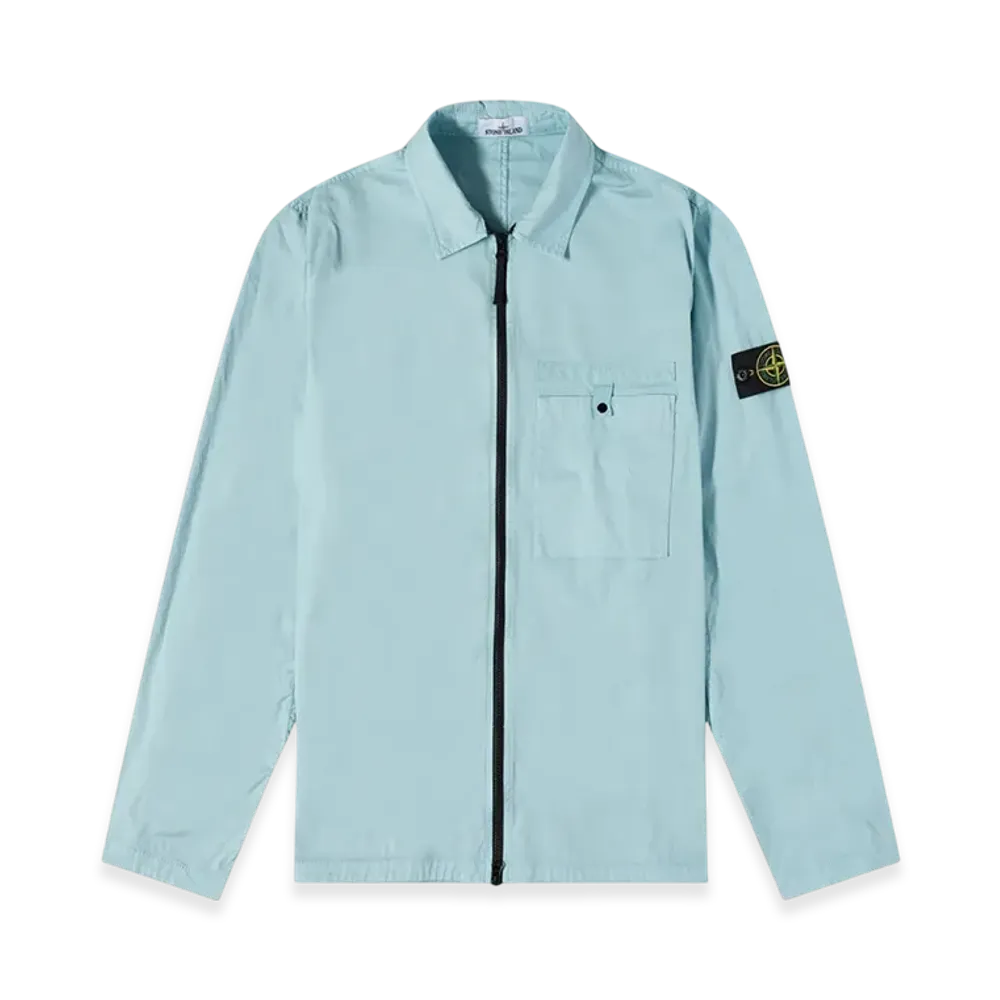 Stone Island 12619 Supima Cotton Twill Stretch-TC Garment Dyed Overshirt - 22SS "Aqua"