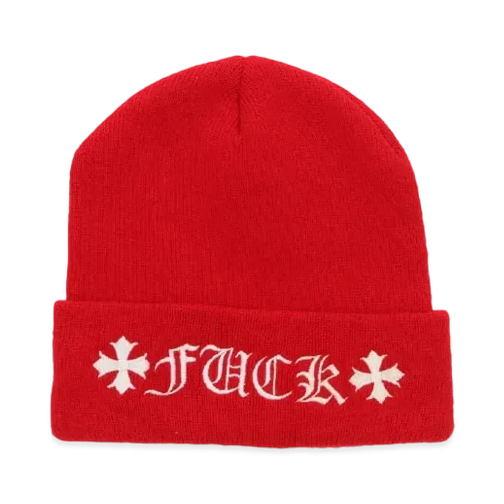 Chrome Hearts Wool Watch Cap Fuck Logo Embroidery Beanie "Red"