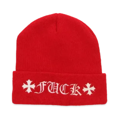 Chrome Hearts Wool Watch Cap Fuck Logo Embroidery Beanie "Red"