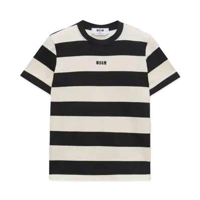 MSGM Jersey T-Shirt With Embroidered Micro Logo "Black"