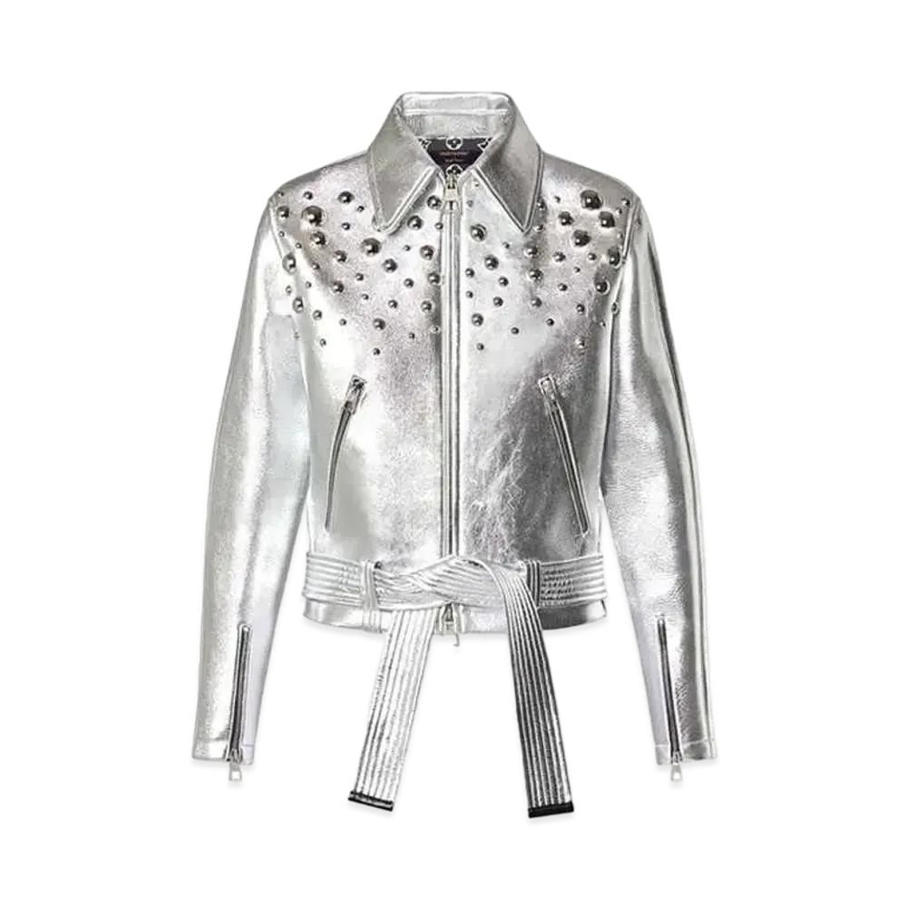 Louis Vuitton x Yayoi Kusama Metal Studs Metallized Leather Jacket "Silver"