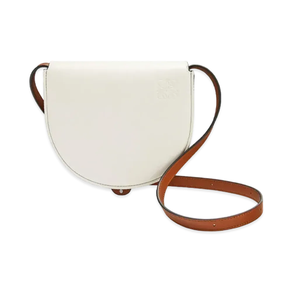 LOEWE Heel Duo Bag In Soft Natural Calfskin "Soft White / Dark Tan"