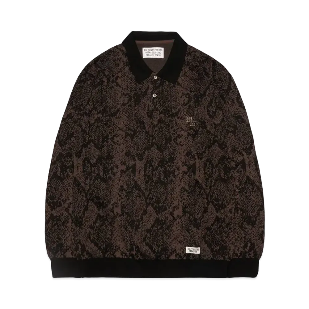 WACKO MARIA Python Knit Jacquard Polo Shirt "Brown"