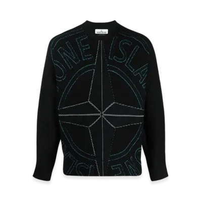 Stone Island 514D1 Logo Jaquard Pullover Knit - 21SS "Black"