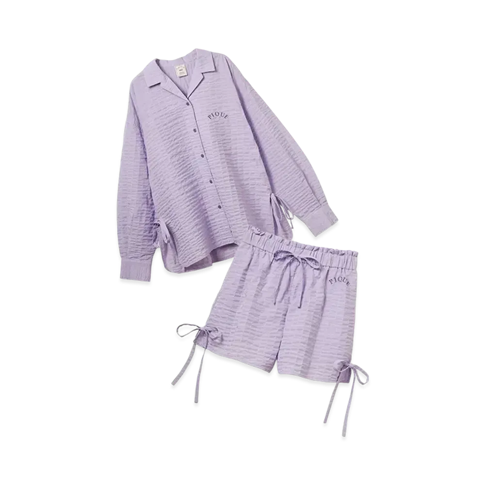 GELATO PIQUE Ribbon Shirt & Shorts Set "Lavender"