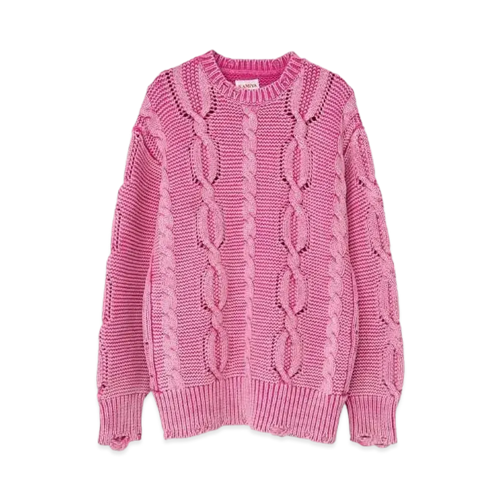 Maison MIHARA YASUHIRO Breached Cable Knit Sweater "Pink"