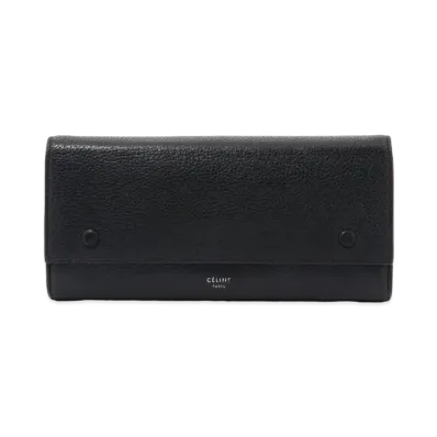 CELINE Large Frap Multi Function Leather Wallet "Black"
