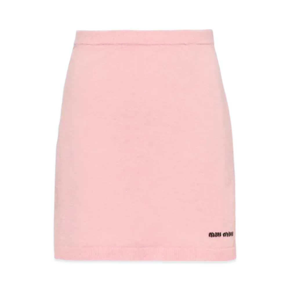 MIU MIU Women's Cotton Boucle Mini Skirt "Petal Pink"
