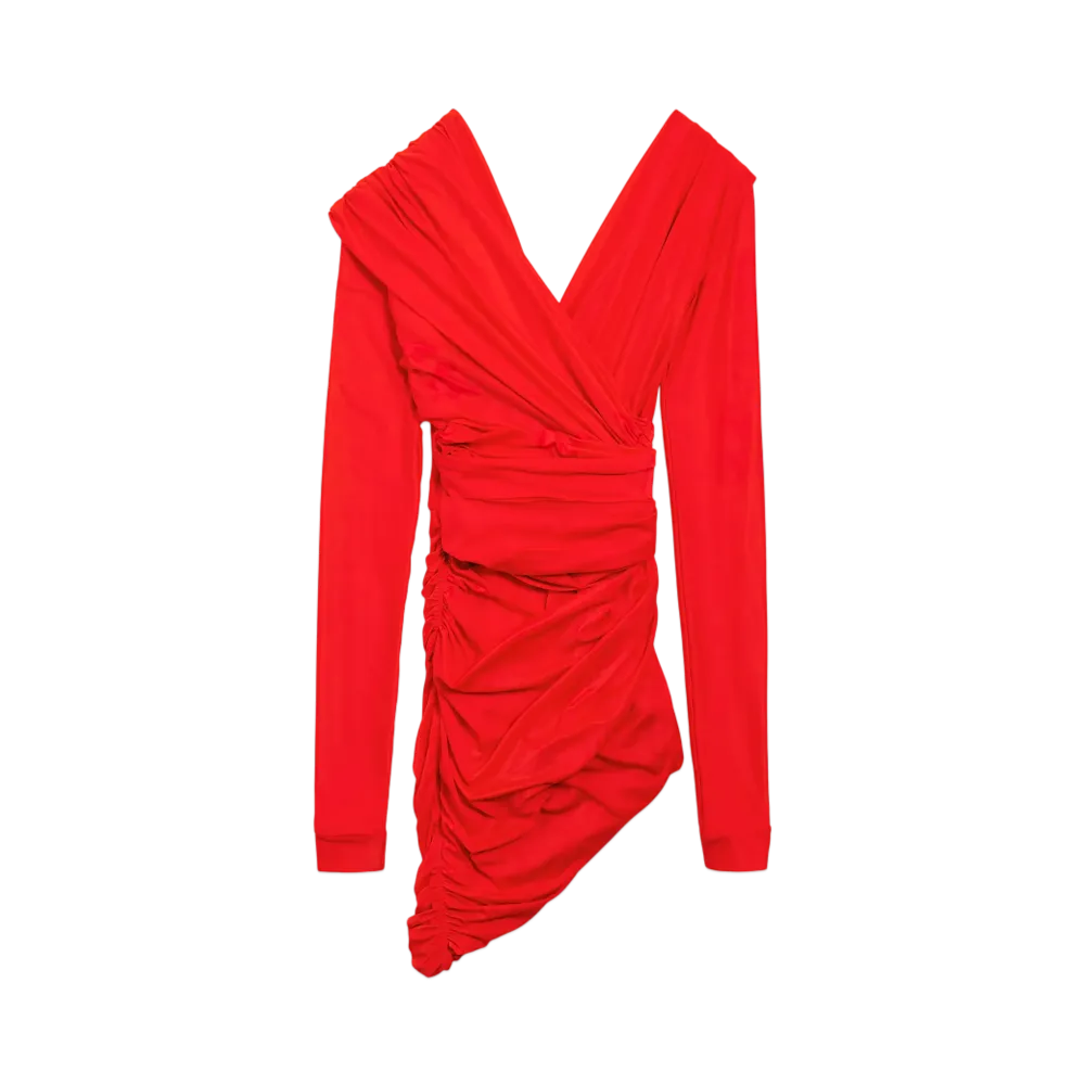 BALENCIAGA Women's Draped Dress "Red"