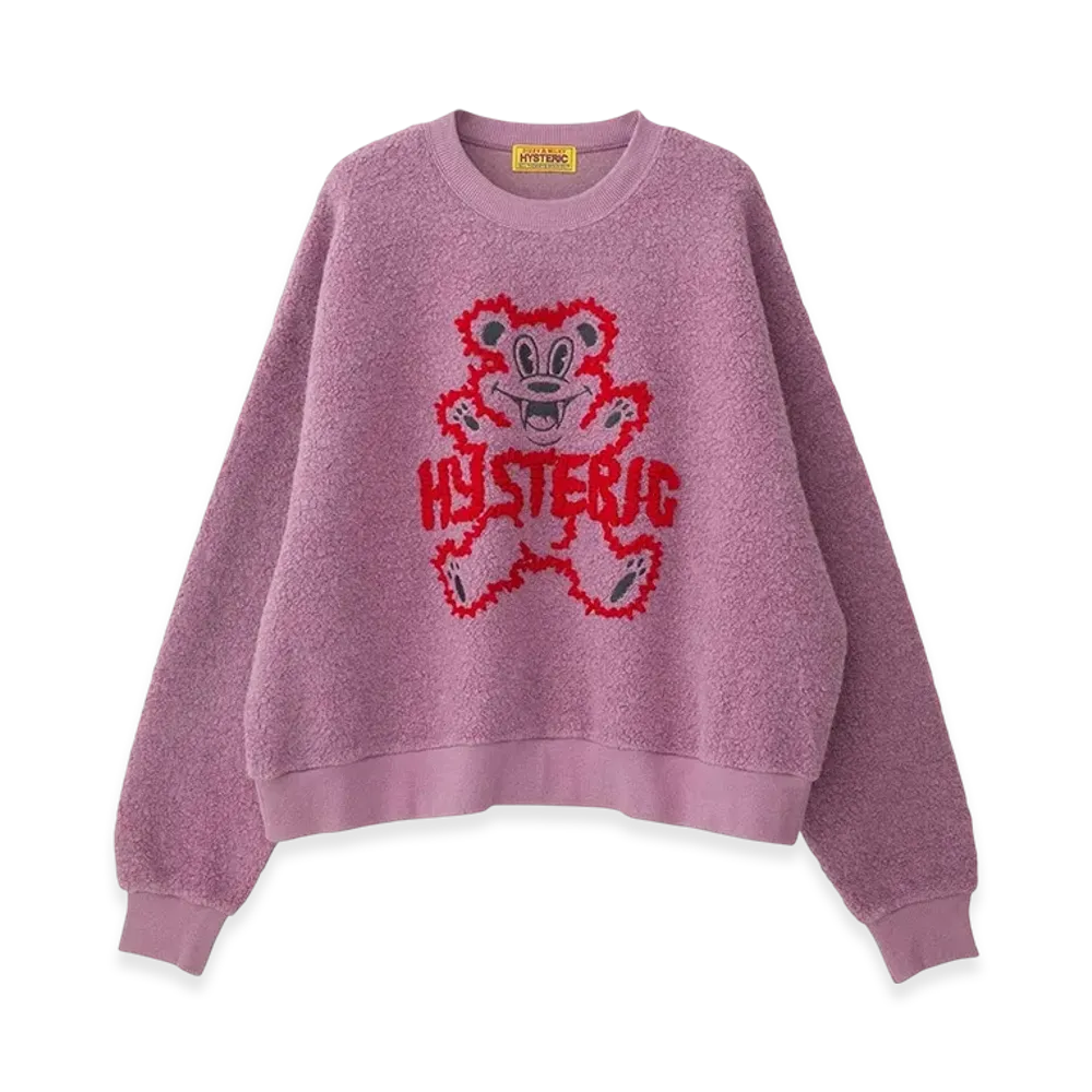 HYSTERIC GLAMOUR Fire Bear Embroidery Oversized Sweatshirt "Purple"