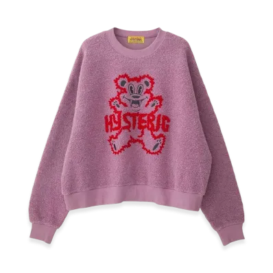 HYSTERIC GLAMOUR Fire Bear Embroidery Oversized Sweatshirt "Purple"