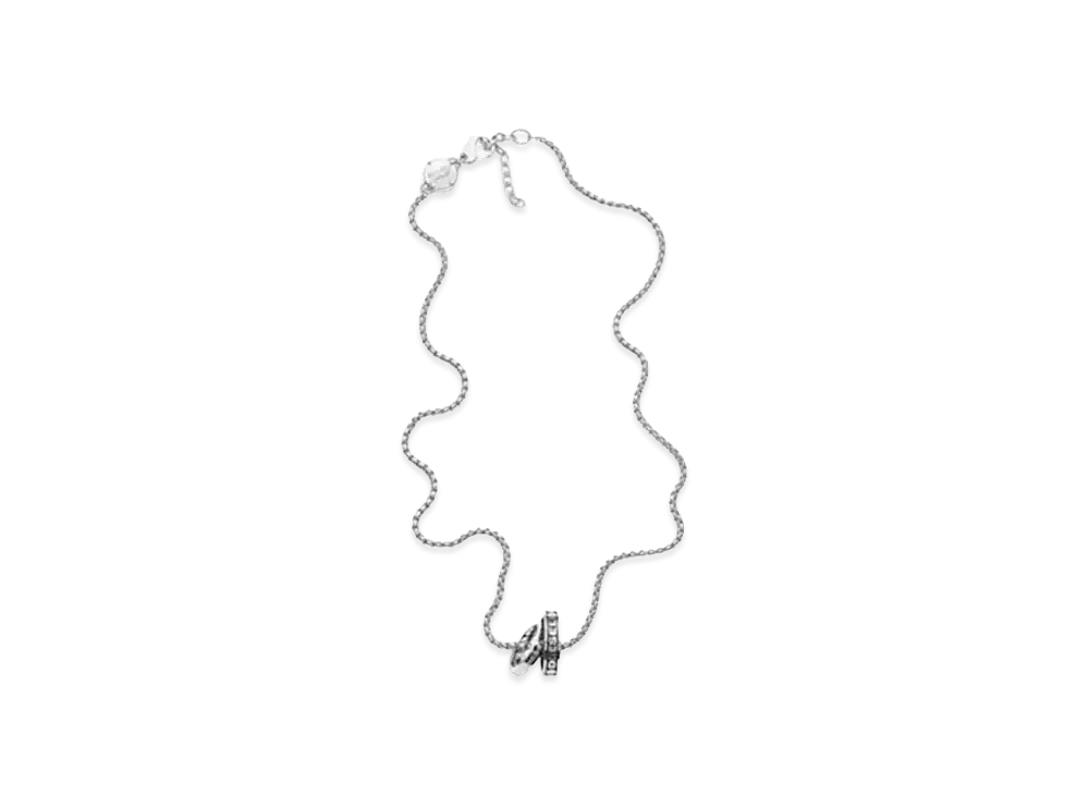 Diesel Double Ring Pendant Necklace "Silver"