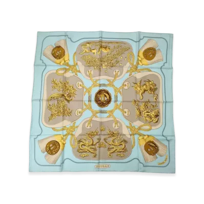 Hermes Scarf 90 Tsubas "Light Blue"