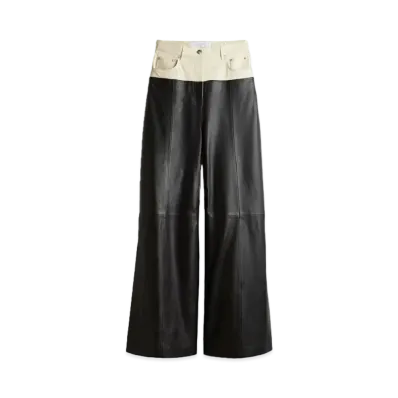 rokh x H&M Two Tone Leather Pants "Black/Light Beige"