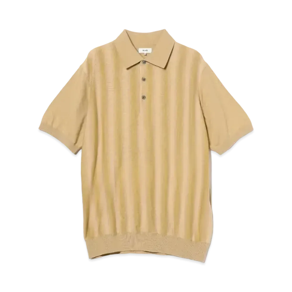 BEAMS Kasuri Gradient Polo Shirt "Beige"