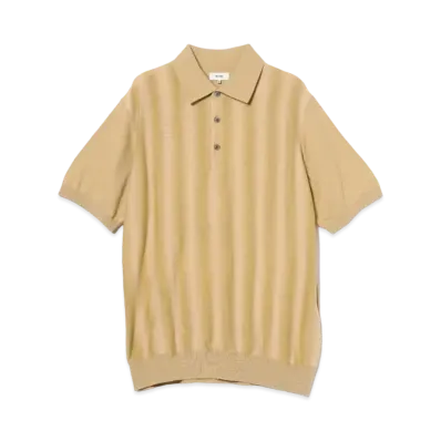 BEAMS Kasuri Gradient Polo Shirt "Beige"