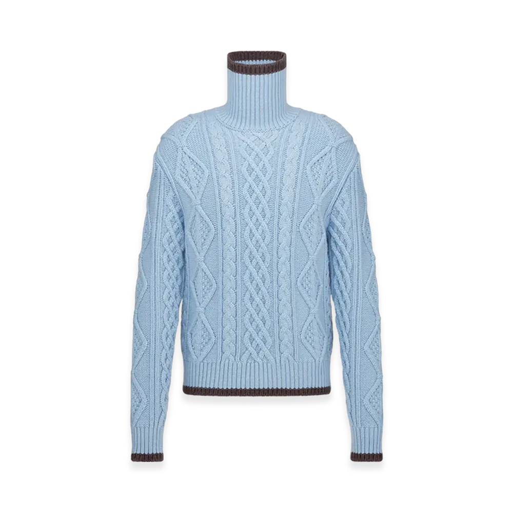 Dior CD Wool Cashmere Knit Diamond Sweater "Blue"