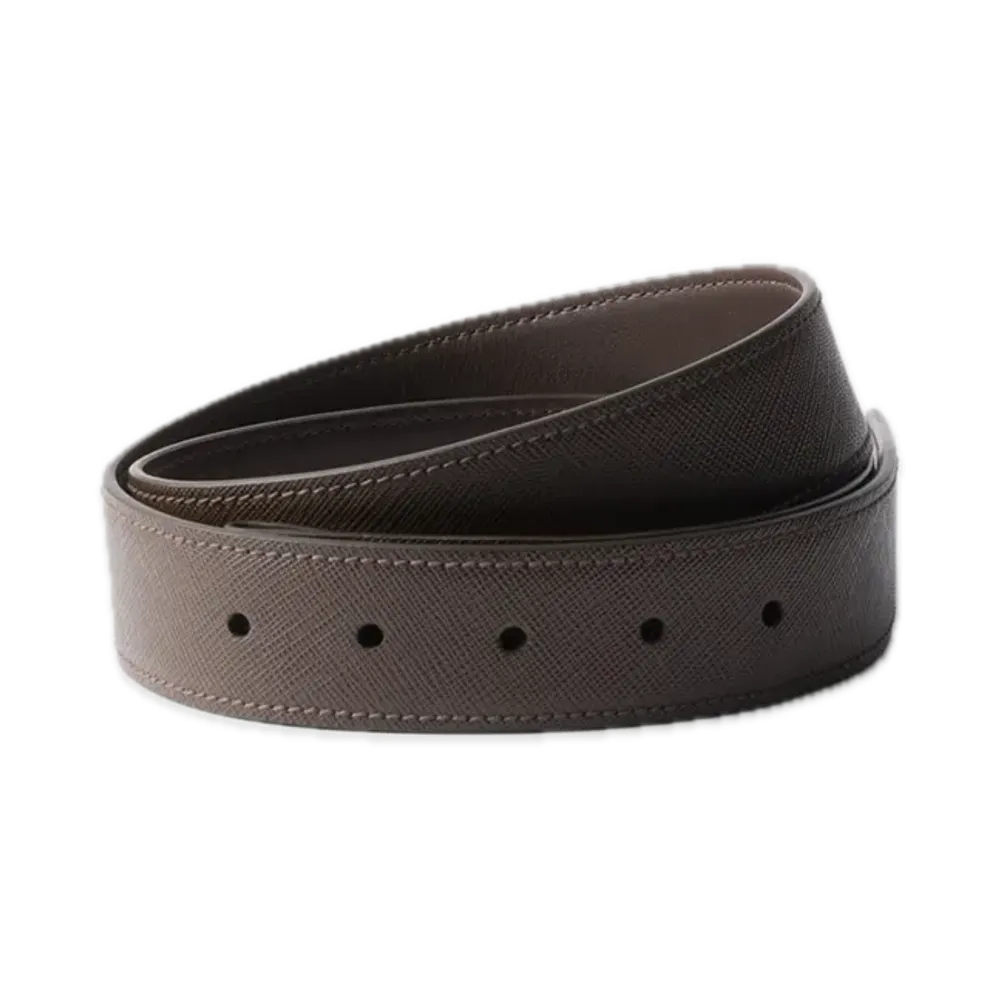 PRADA Saffiano Leather Belt Strap "Dark Brown"