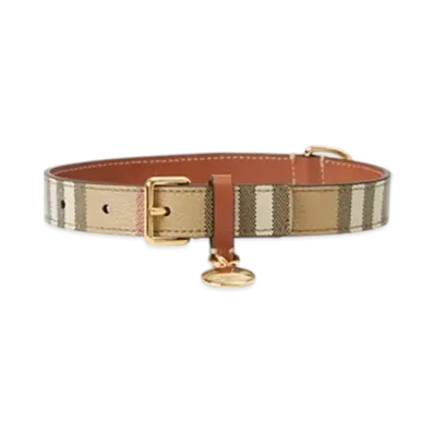 Burberry Medium Check Dog Collar "Archive Beige/Briar Brown"