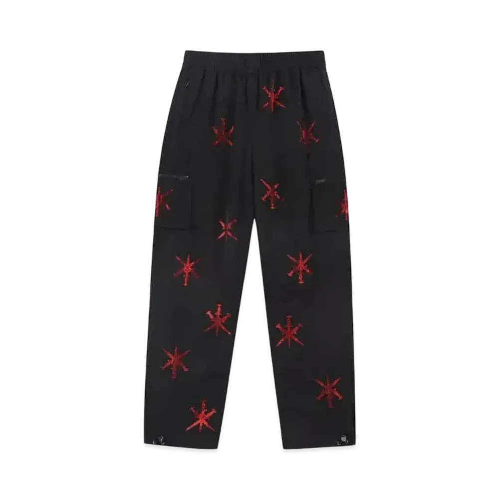 Unknown London Dagger Rhinestone Baggy Pants "Black"